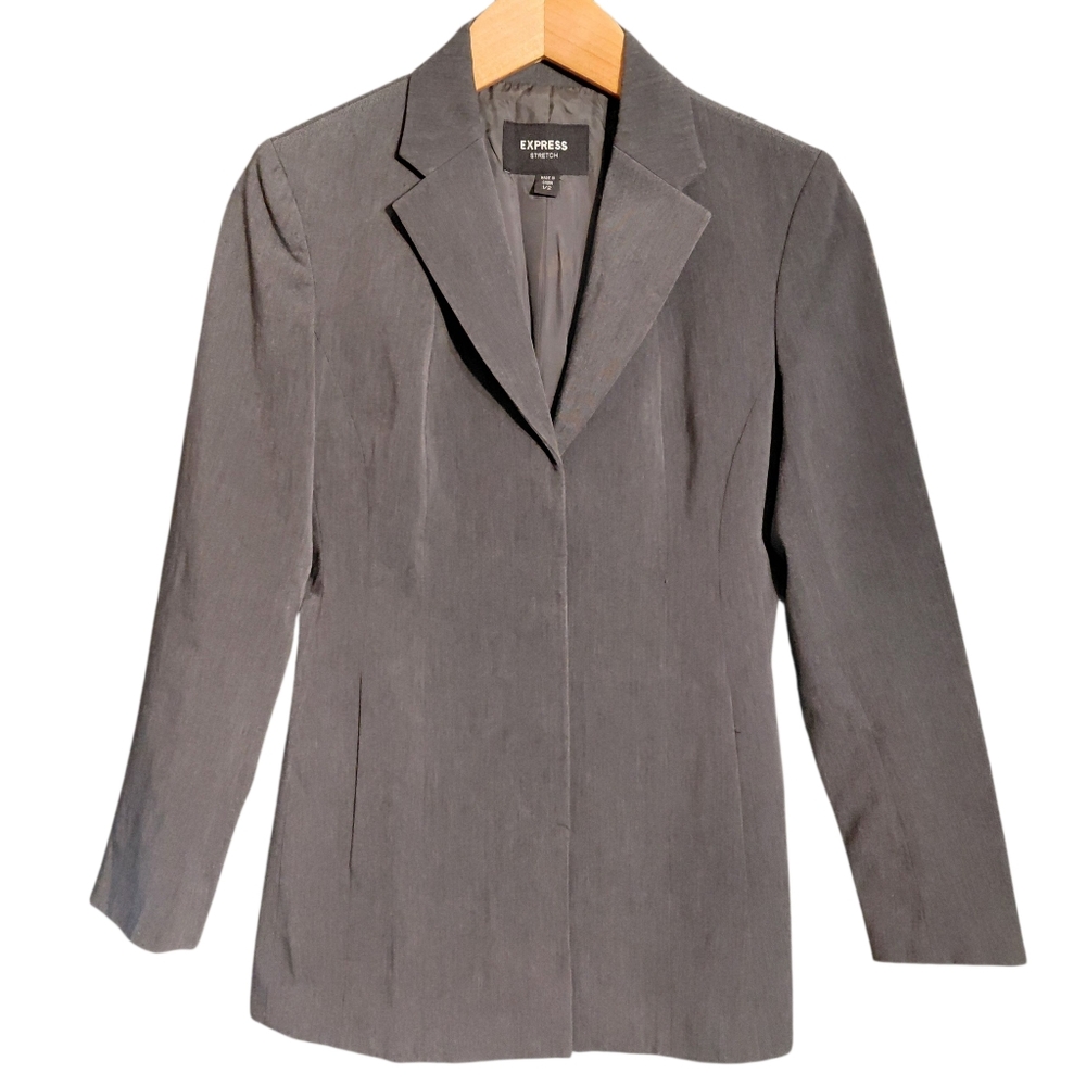 Express Stretch Concealed Button Blazer - image 1